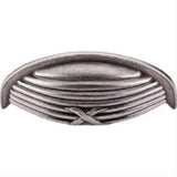 Top Knobs M938 Ribbon & Reed Cup Pull 3" Center to Center Pewter Antique