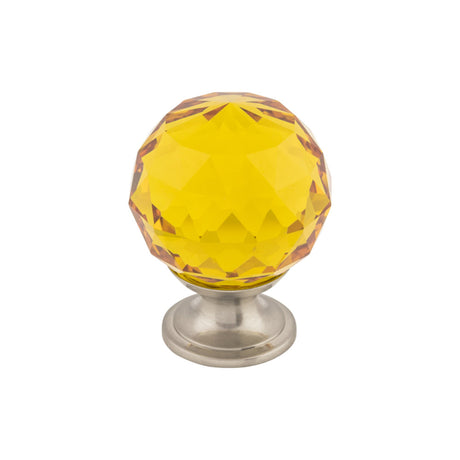 Top Knobs TK112BSN Amber Crystal 1 3/8" Diameter Round Knob Brushed Satin Nickel