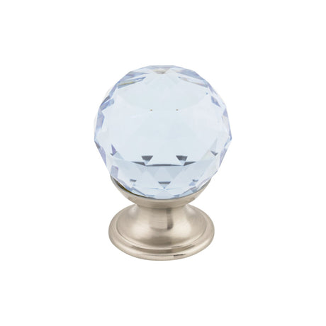 Top Knobs TK113BSN Light Blue Crystal 1 1/8" Diameter Round Knob Brushed Satin Nickel