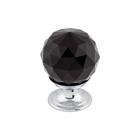 Top Knobs TK115PC Black Crystal 1 1/8" Diameter Round Knob Polished Chrome