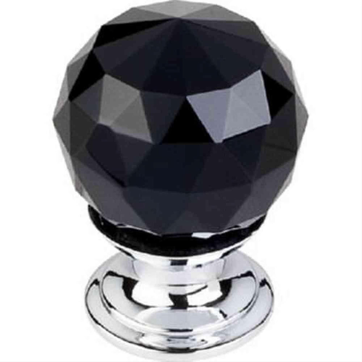 Top Knobs TK115PC TK115 Black Crystal Cabinet Knob 1-1/8" Polished Chrome