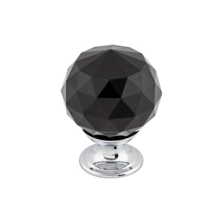 Top Knobs TK116PC Black Crystal 1 3/8" Diameter Round Knob Polished Chrome