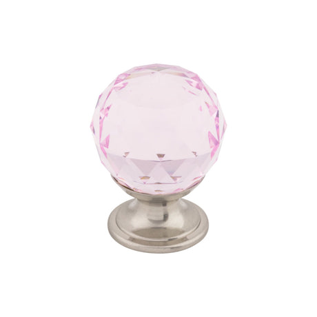Top Knobs TK117 Pink Crystal 1 1/8" Diameter Mushroom Cabinet Knob
