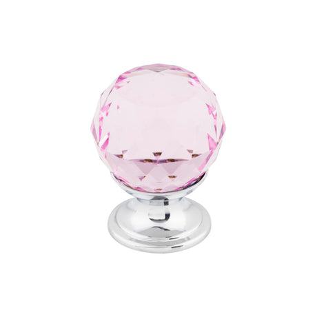 Top Knobs TK117PC Pink Crystal 1 1/8" Diameter Round Knob Polished Chrome