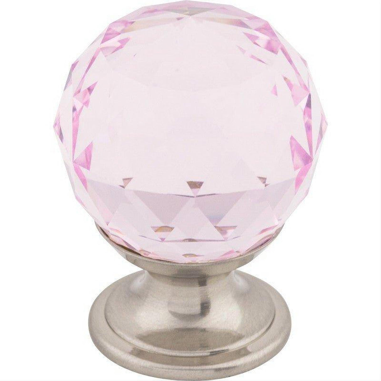 Top Knobs TK117BSN TK117 Pink Crystal 1 1/8" Diameter Mushroom Cabinet Knob Brushed Satin Nickel