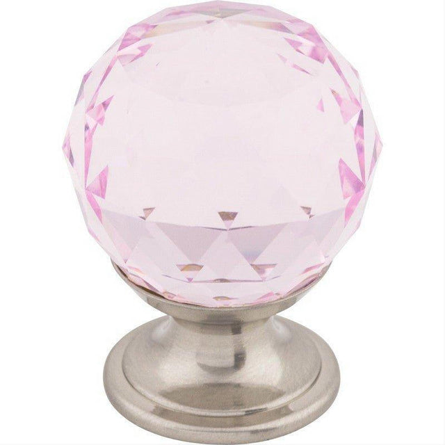 Top Knobs TK117BSN TK117 Pink Crystal 1 1/8" Diameter Mushroom Cabinet Knob Brushed Satin Nickel