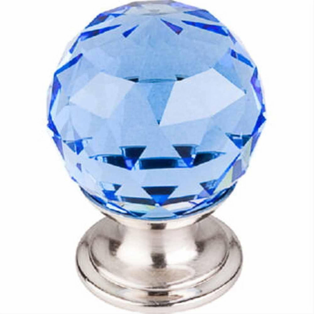 Top Knobs TK123BSN TK123 Blue Crystal Cabinet Knob 1-1/8" Brushed Satin Nickel