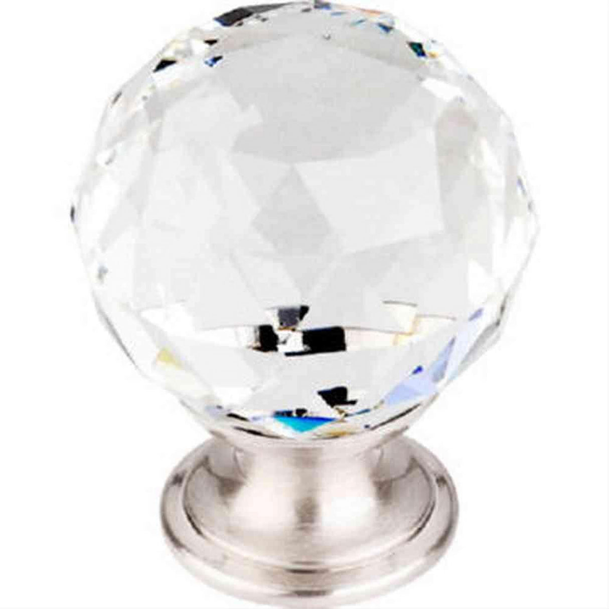 Top Knobs TK126BSN TK126 Clear Crystal Cabinet Knob 1-3/8" Brushed Satin Nickel