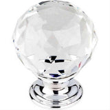 Top Knobs TK126PC TK126 Clear Crystal Cabinet Knob 1-3/8" Polished Chrome