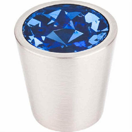 Top Knobs TK131BSN TK131 Blue Crystal Center Cabinet Knob 1-1/16" Brushed Satin Nickel