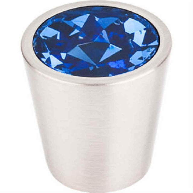 Top Knobs TK131BSN TK131 Blue Crystal Center Cabinet Knob 1-1/16" Brushed Satin Nickel