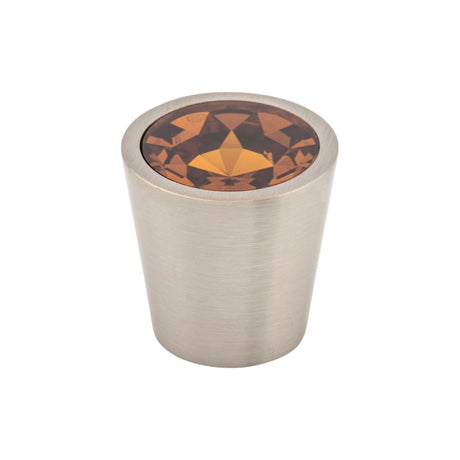Top Knobs TK133BSN TK133 Wine Crystal Center Cabinet Knob 1-1/16" Brushed Satin Nickel