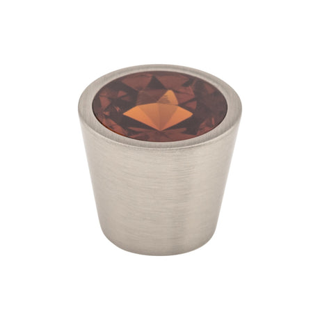 Top Knobs TK134BSN Wine Crystal Center 13/16" Diameter Round Knob Brushed Satin Nickel