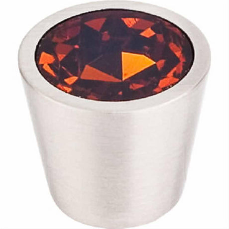 Top Knobs TK134BSN TK134 Wine Crystal Center Cabinet Knob 3/4" Brushed Satin Nickel