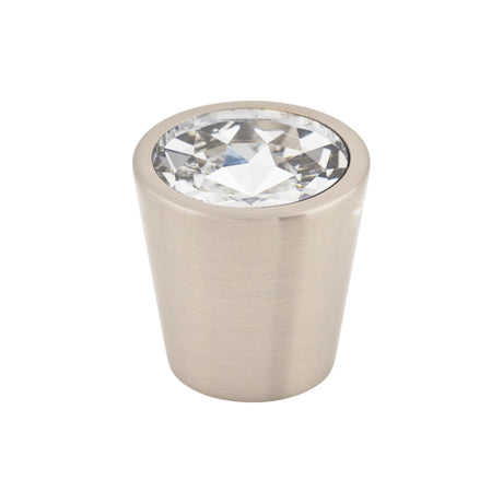 Top Knobs TK135BSN TK135 Clear Crystal Center Cabinet Knob 1-1/16" Brushed Satin Nickel