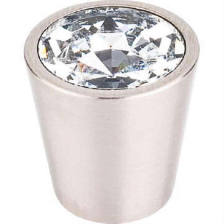 Top Knobs TK135BSN TK135 Clear Crystal Center Cabinet Knob 1-1/16" Brushed Satin Nickel