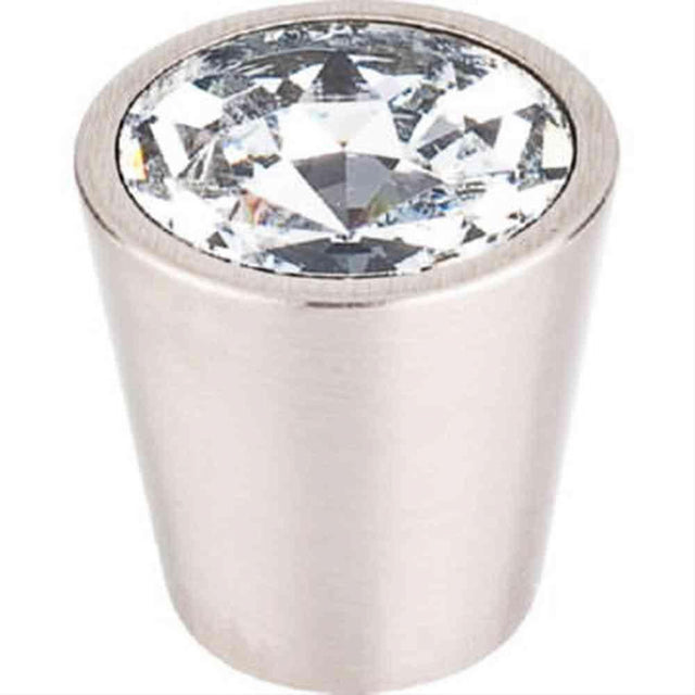 Top Knobs TK135BSN TK135 Clear Crystal Center Cabinet Knob 1-1/16" Brushed Satin Nickel