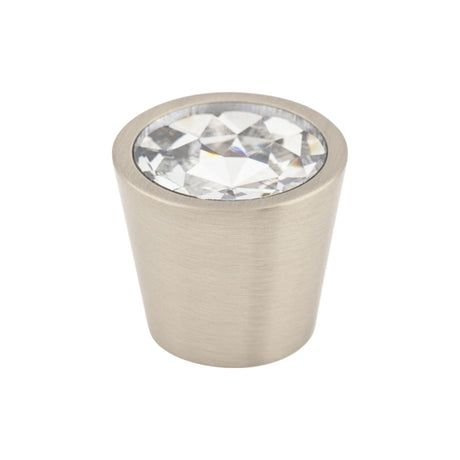 Top Knobs TK136BSN TK136 Clear Crystal Center Cabinet Knob 3/4" Brushed Satin Nickel