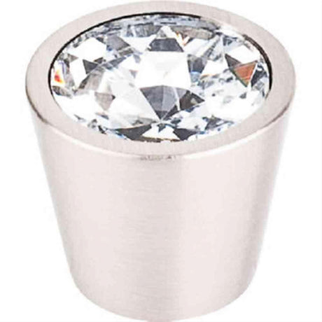 Top Knobs TK136BSN TK136 Clear Crystal Center Cabinet Knob 3/4" Brushed Satin Nickel