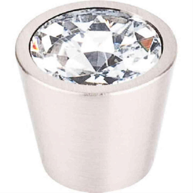 Top Knobs TK136BSN TK136 Clear Crystal Center Cabinet Knob 3/4" Brushed Satin Nickel