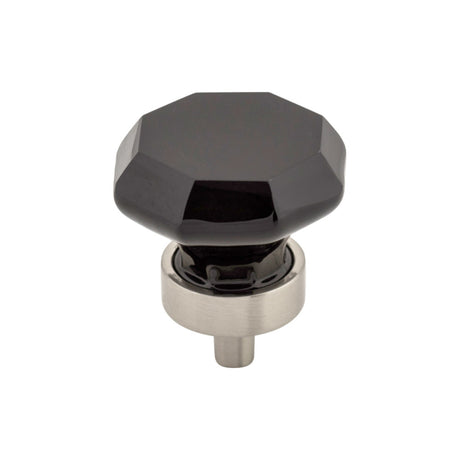 Top Knobs TK137BSN Black Octagon Crystal 1 3/8" Diameter Round Knob Brushed Satin Nickel