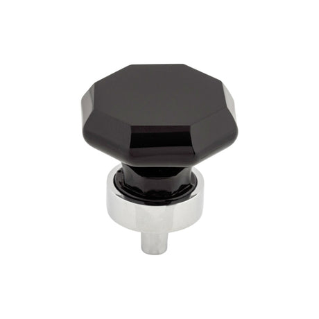 Top Knobs TK137PC Black Octagon Crystal 1 3/8" Diameter Round Knob Polished Chrome