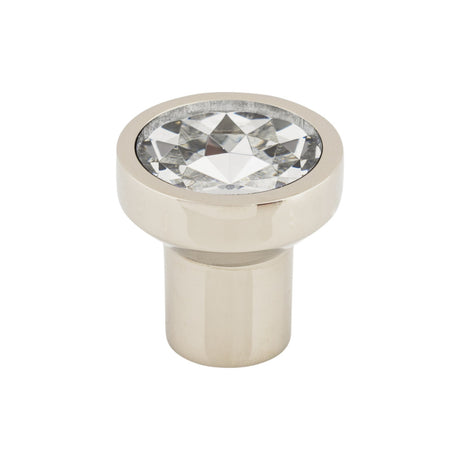 Top Knobs TK736PN Wentworth Crystal 1 1/8" Diameter Round Knob Polished Nickel