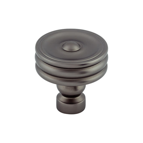 Top Knobs TK881AG Brixton Ridged 1 1/4" Diameter Round Knob Ash Gray