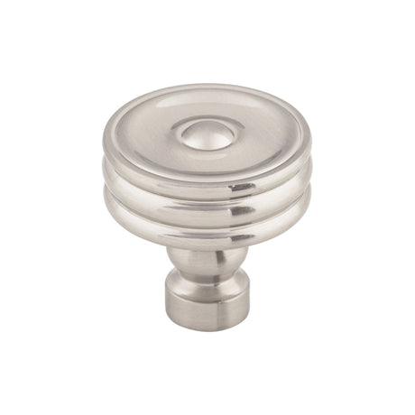 Top Knobs TK881BSN Brixton Ridged 1 1/4" Diameter Round Knob Brushed Satin Nickel