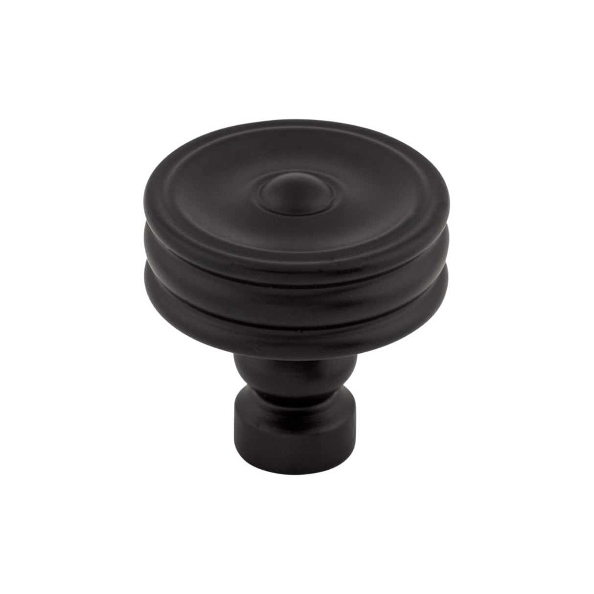 Top Knobs TK881BLK Brixton Ridged 1 1/4" Diameter Round Knob Flat Black