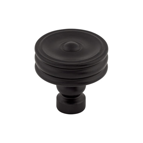 Top Knobs TK881BLK Brixton Ridged 1 1/4" Diameter Round Knob Flat Black