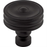 Top Knobs TK881BLK TK881 Brixton Ridged 1 1/4" Diameter Mushroom Cabinet Knob Flat Black