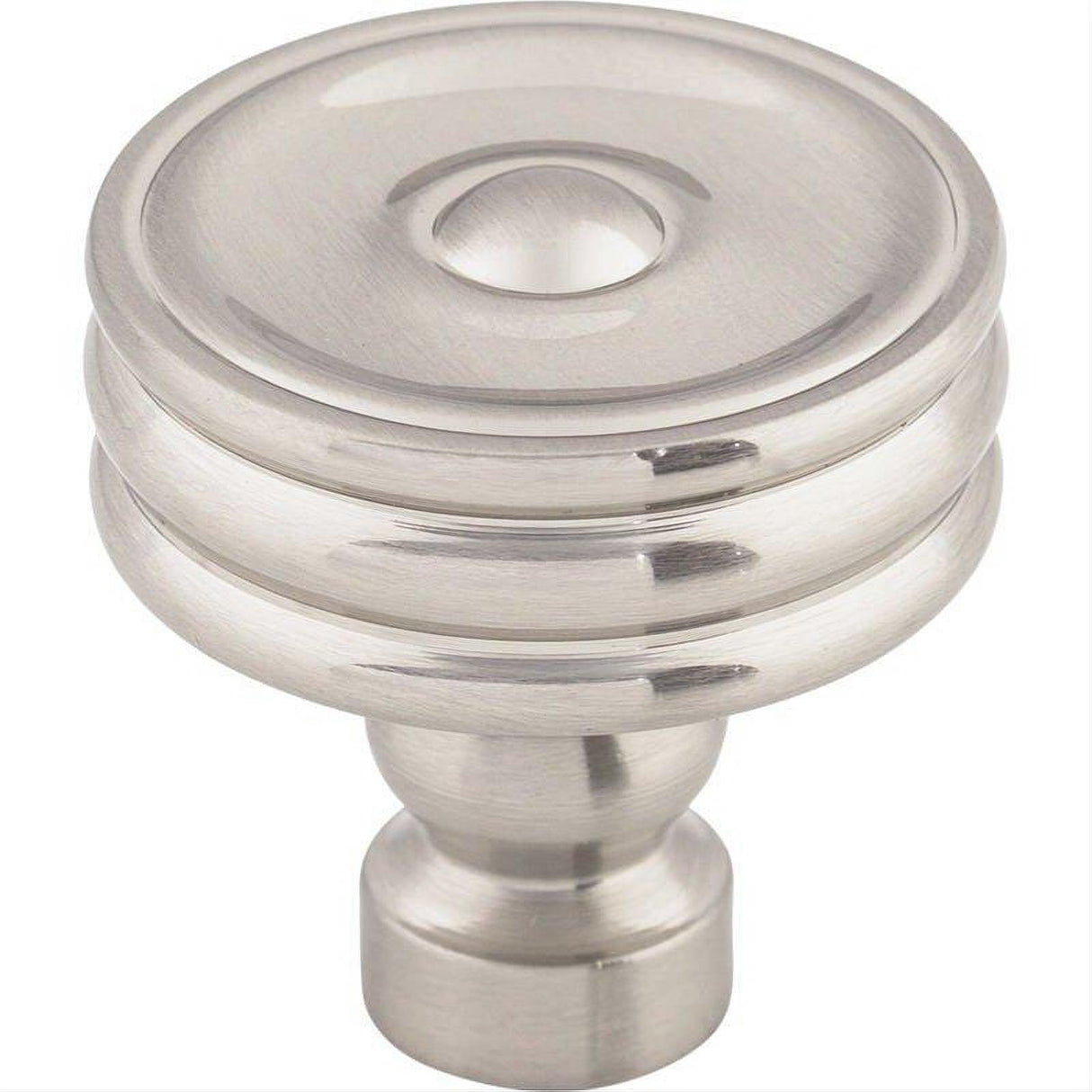 Top Knobs TK881BSN TK881 Brixton Ridged 1 1/4" Diameter Mushroom Cabinet Knob Brushed Satin Nickel