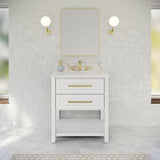 Jeffrey Alexander Kipling 31" White Single Sink Bathroom Vanity with Calacatta Vienna Quartz Top - Single-Hole Faucet Top