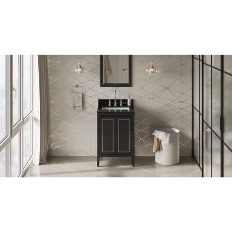 Jeffrey Alexander Percival 24" Black Single Sink Bathroom Vanity with Black Granite Top - 8 in. Widespread Faucet Top