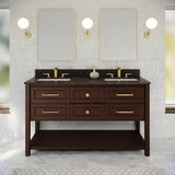 Jeffrey Alexander Kipling 60" Dark Walnut Double Sink Bathroom Vanity with Blue Limestone Top - 8 in. Widespread Faucet Top