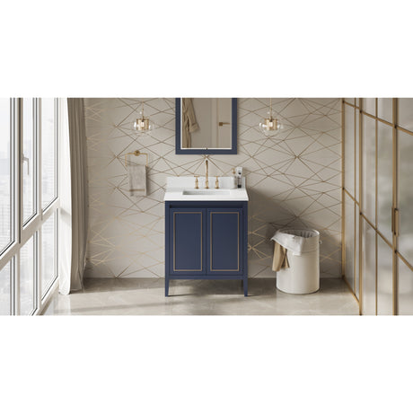 Jeffrey Alexander Percival 30" Hale Blue Single Sink Bathroom Vanity with White Quartz Top - 8 in. Widespread Faucet Top - VKITPER30BLWQR
