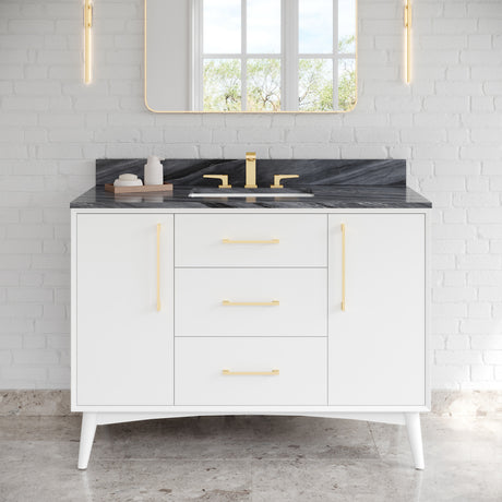 Jeffrey Alexander Dashwood White Single Sink Bathroom Vanity with Grey Marble Top - 8 in. Widespread Faucet Top - VKITDAS48WHMGR