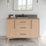 Jeffrey Alexander Dashwood Natural Oak Single Sink Bathroom Vanity with Grey Quartz Top - 8 in. Widespread Faucet Top - VKITDAS48NOGQR