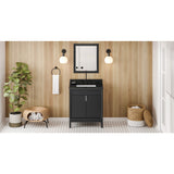 Jeffrey Alexander Theodora 30" Black Single Sink Bathroom Vanity with Black Granite Top - 8 in. Widespread Faucet Top