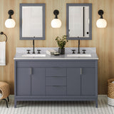 Jeffrey Alexander Theodora 60" Blue Steel Double Sink Bathroom Vanity with White Carrara Marble Top - 8 in. Widespread Faucet Top product image 2