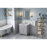 Jeffrey Alexander Chatham 30" Grey Single Sink Bathroom Vanity with White Carrara Marble Top - 8 in. Widespread Faucet Top