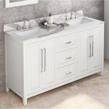 Jeffrey Alexander Cade 60" White Double Sink Bathroom Vanity with Calacatta Vienna Quartz Top - 8 in. Widespread Faucet Top product image 2
