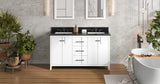 Jeffrey Alexander Katara 60" White Double Sink Bathroom Vanity with Black Granite Top - 8 in. Widespread Faucet Top product image 6