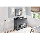 Jeffrey Alexander Wavecrest 48" Grey Single Sink Bathroom Vanity with Black Granite Top - 8 in. Widespread Faucet Top