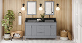 Jeffrey Alexander Theodora 60" Grey Double Sink Bathroom Vanity with Black Granite Top - 8 in. Widespread Faucet Top product image 6