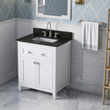 Jeffrey Alexander Chatham 30" White Single Sink Bathroom Vanity with Black Granite Top - 8 in. Widespread Faucet Top product image 2