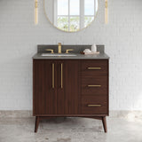 Jeffrey Alexander Dashwood Dark Walnut Single Sink Bathroom Vanity with Grey Quartz Top - 8 in. Widespread Faucet Top - VKITDAS36DWGQR