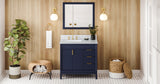 Jeffrey Alexander Theodora 36" Hale Blue Single Sink Bathroom Vanity with White Carrara Marble Top - 8 in. Widespread Faucet Top product image 7