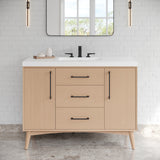 Jeffrey Alexander Dashwood Natural Oak Single Sink Bathroom Vanity with White Resin Top - 8 in. Widespread Faucet Top - VKITDAS48NORER